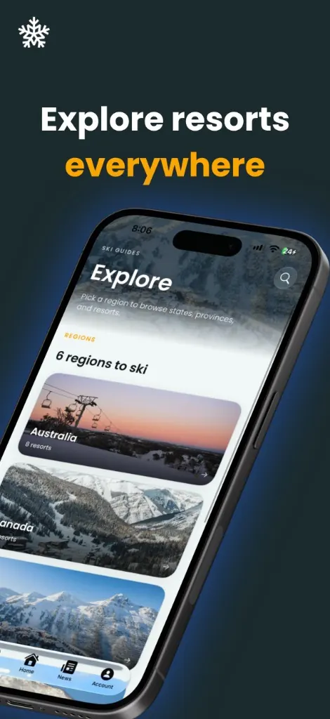 Browse ski guide regions in SnowStash