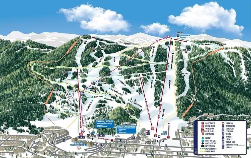 Snow King Mountain complete trail map showing all ski runs and lifts
