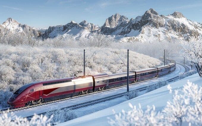 Eurostar train in the alps