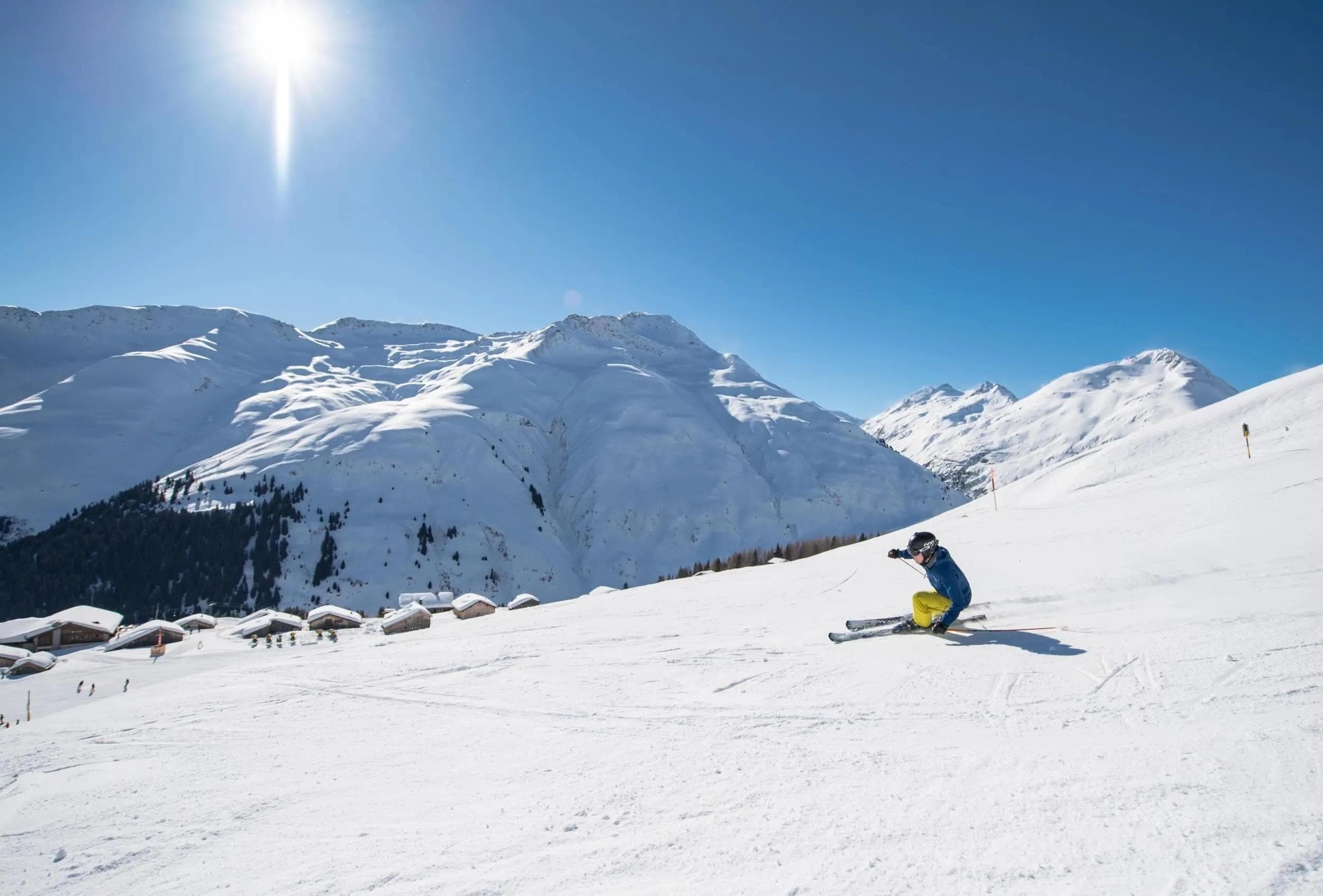 A skier at Disentis ski resort.