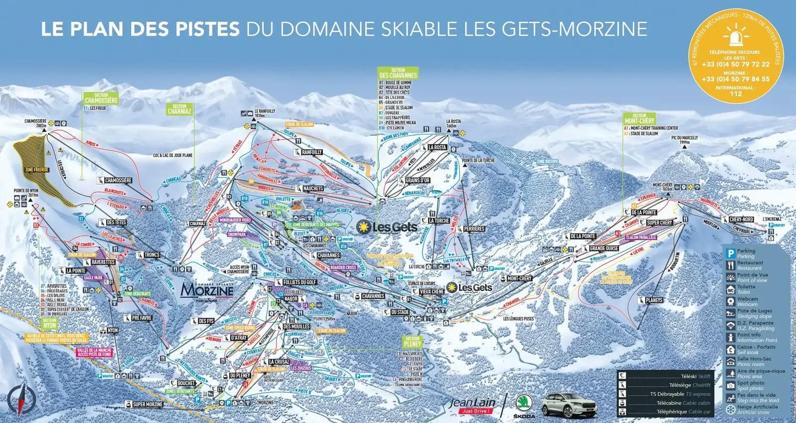 Morzine complete trail map showing all ski runs and lifts