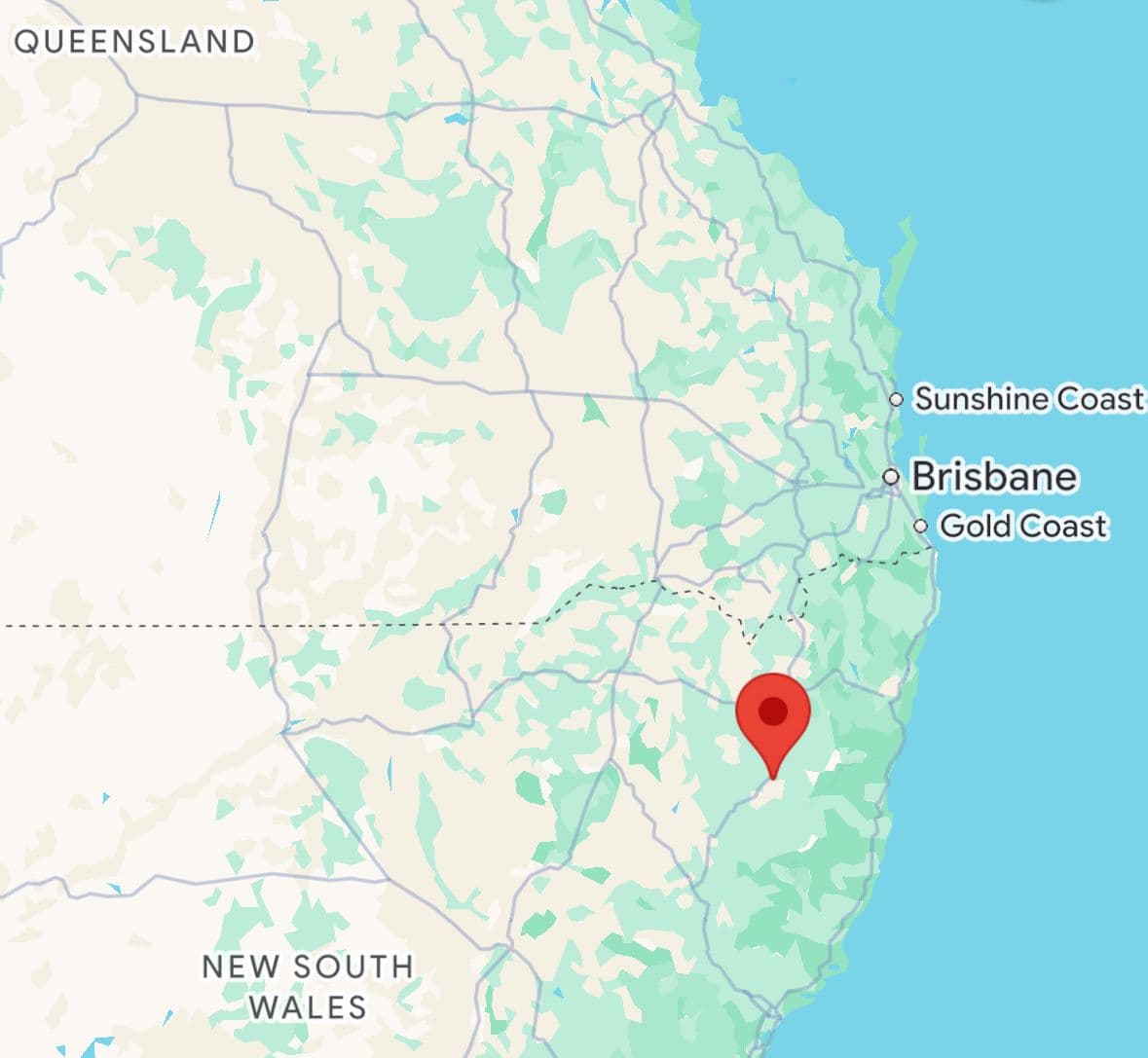 Google maps showing the location of the snowfall