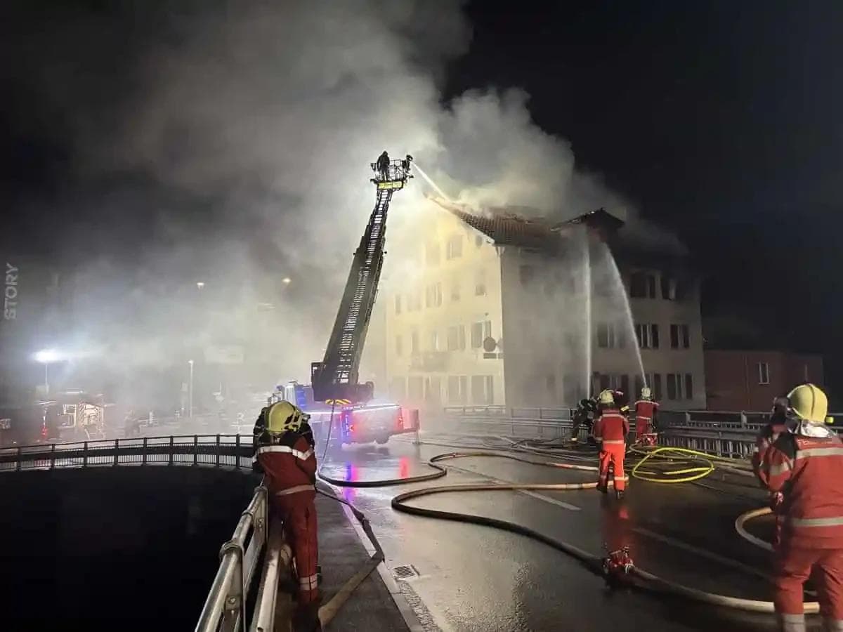 Firefighters working overnight to try tackle the blaze.