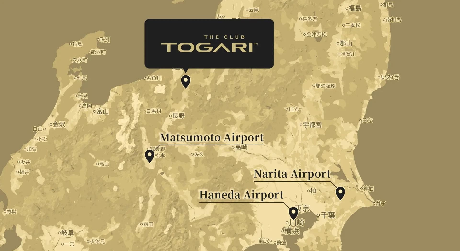 The location of the Togari resort in Japan.
