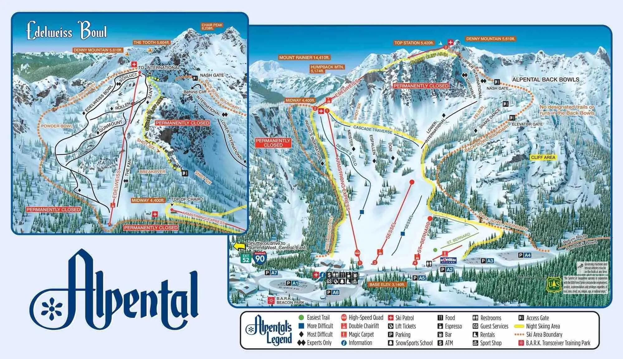Alpental Trail Map