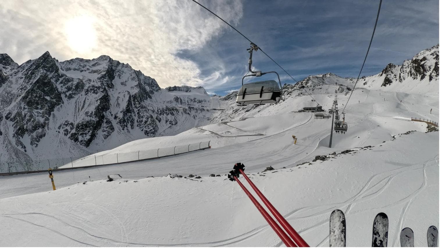 The lift line of the existing Einzeiger lift at Sölden ski resort.