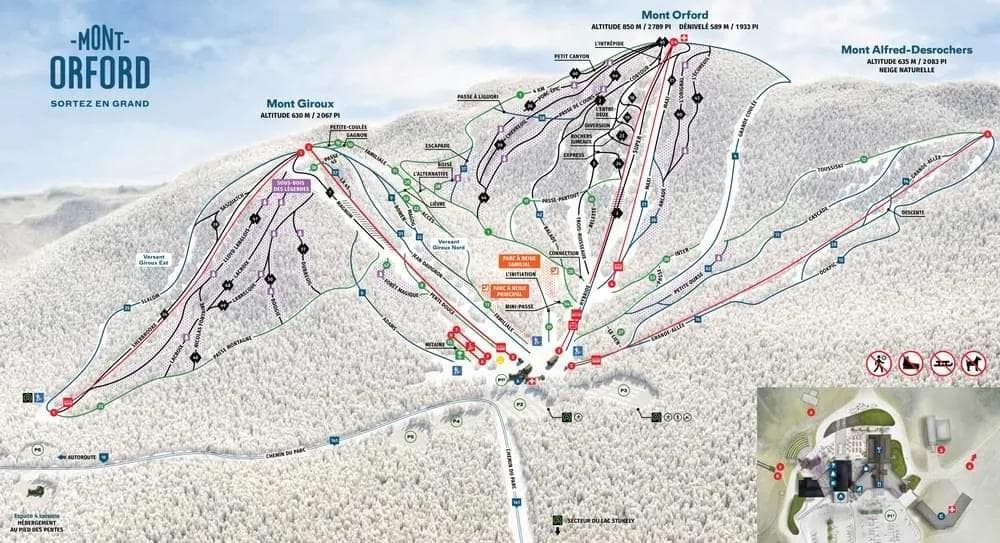 Mont Orford complete trail map showing all ski runs and lifts