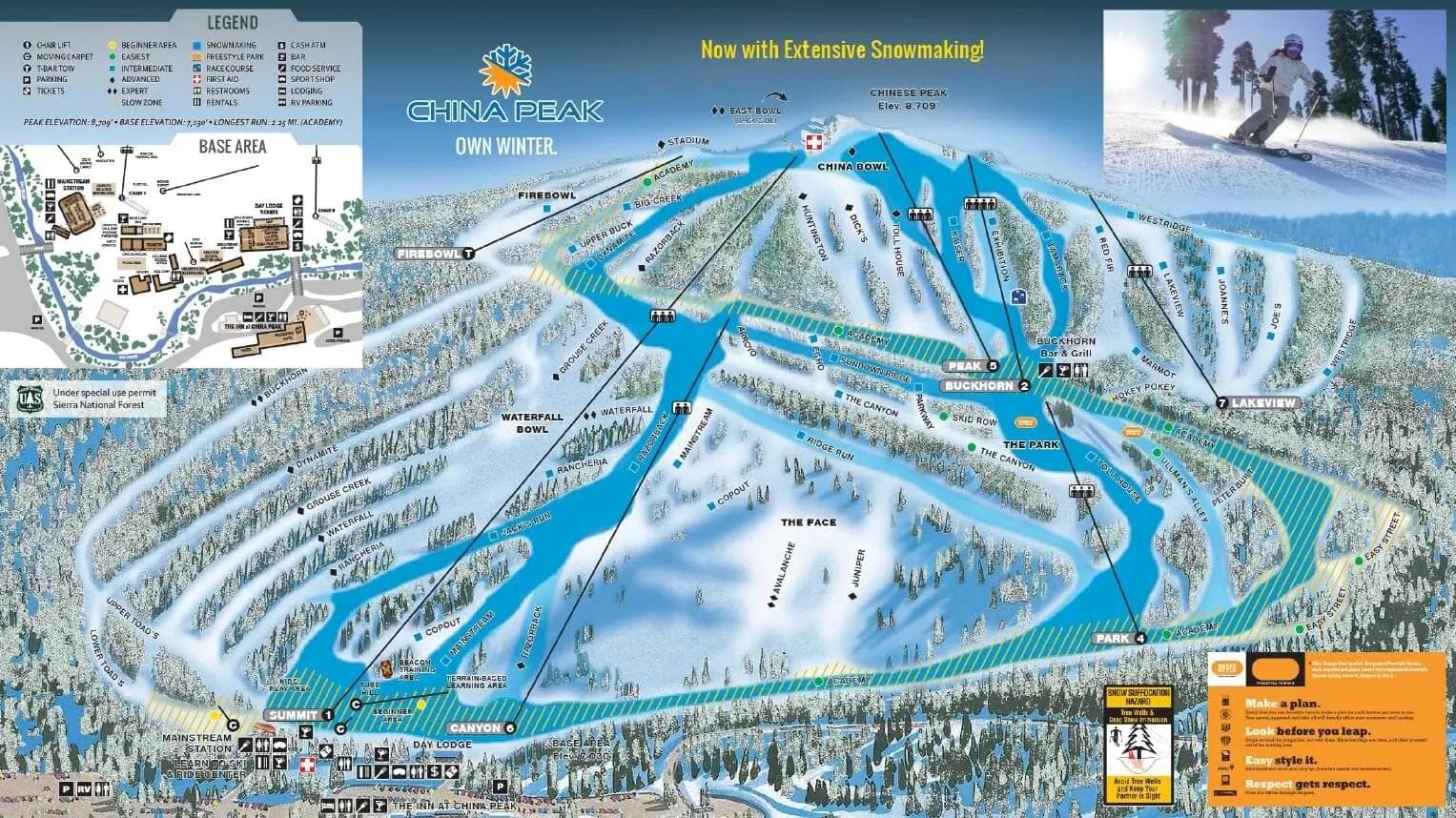 China Peak complete trail map showing all ski runs and lifts