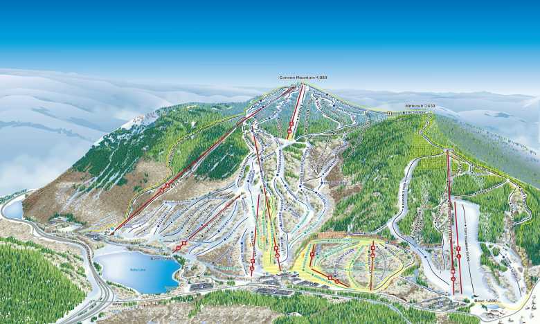 A full view of the Cannon Mountain Trail Map