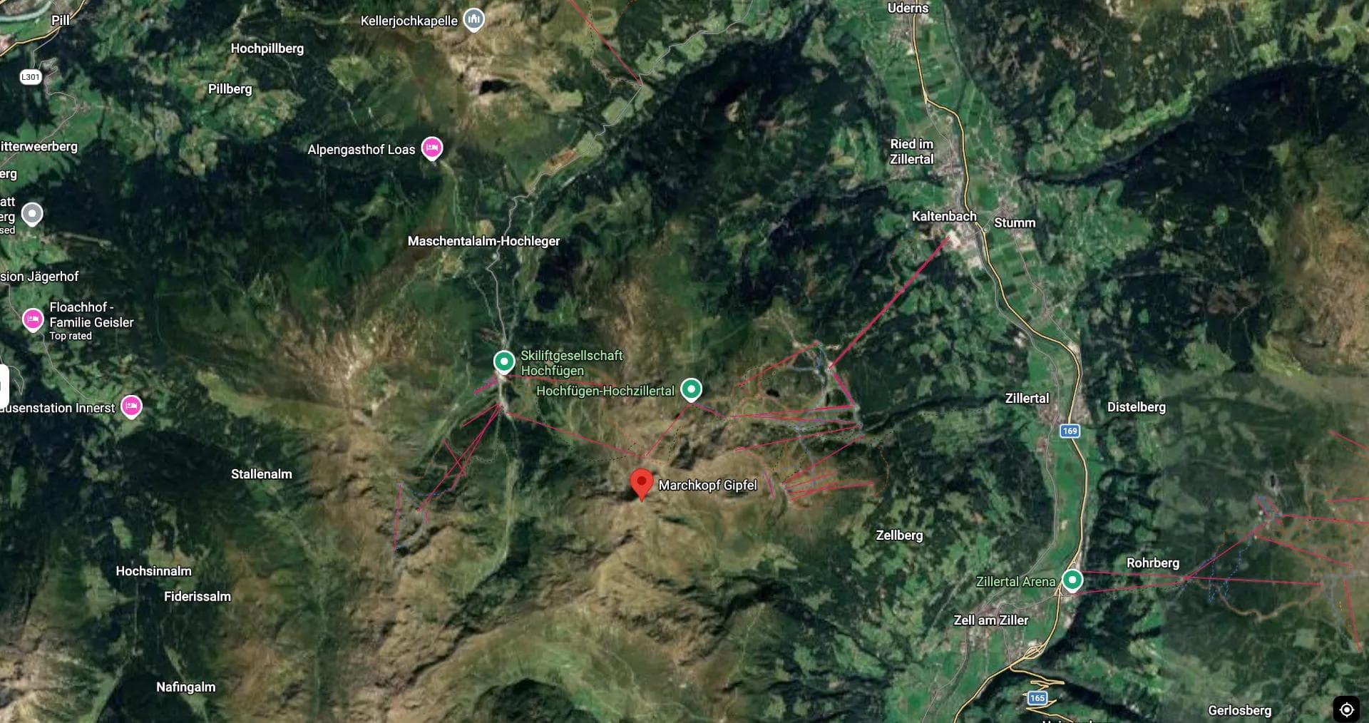 Location of the avalanche in Hochfugen, Austria