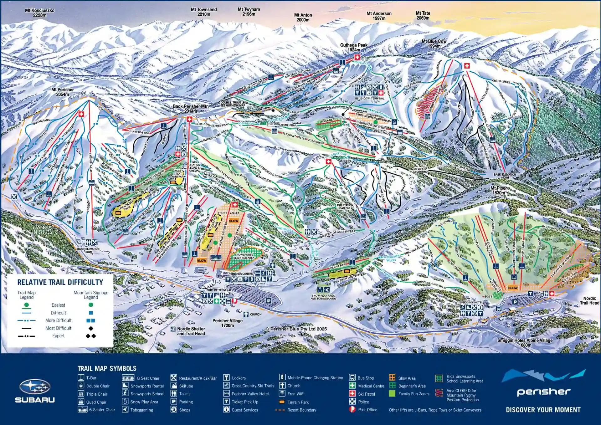 The updated trail map of Perisher