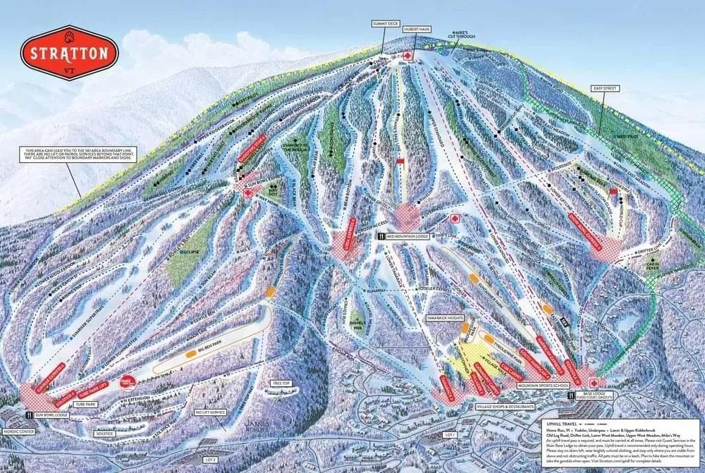 Stratton complete trail map showing all ski runs and lifts