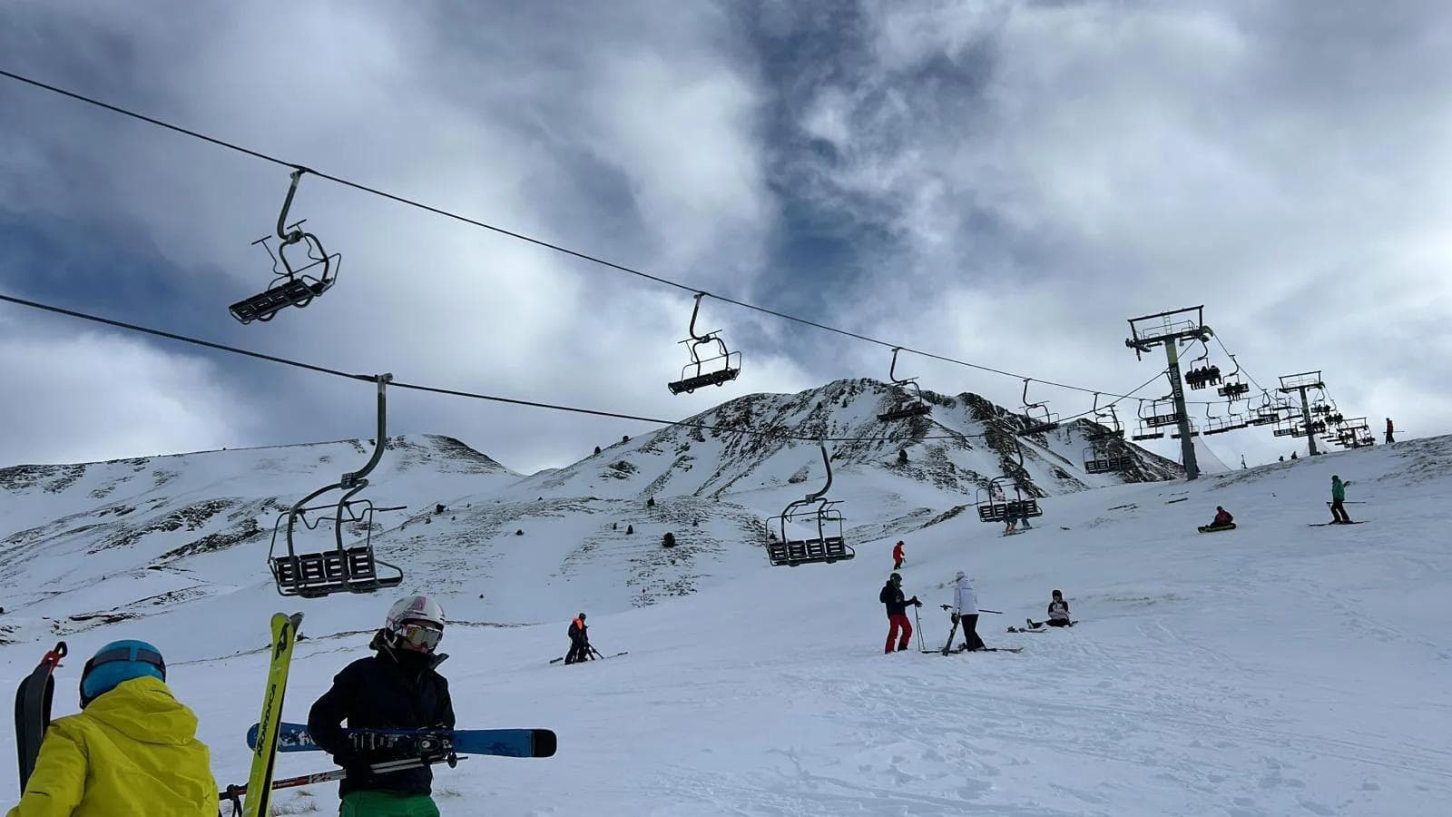 A view looking up the broken chairlift
