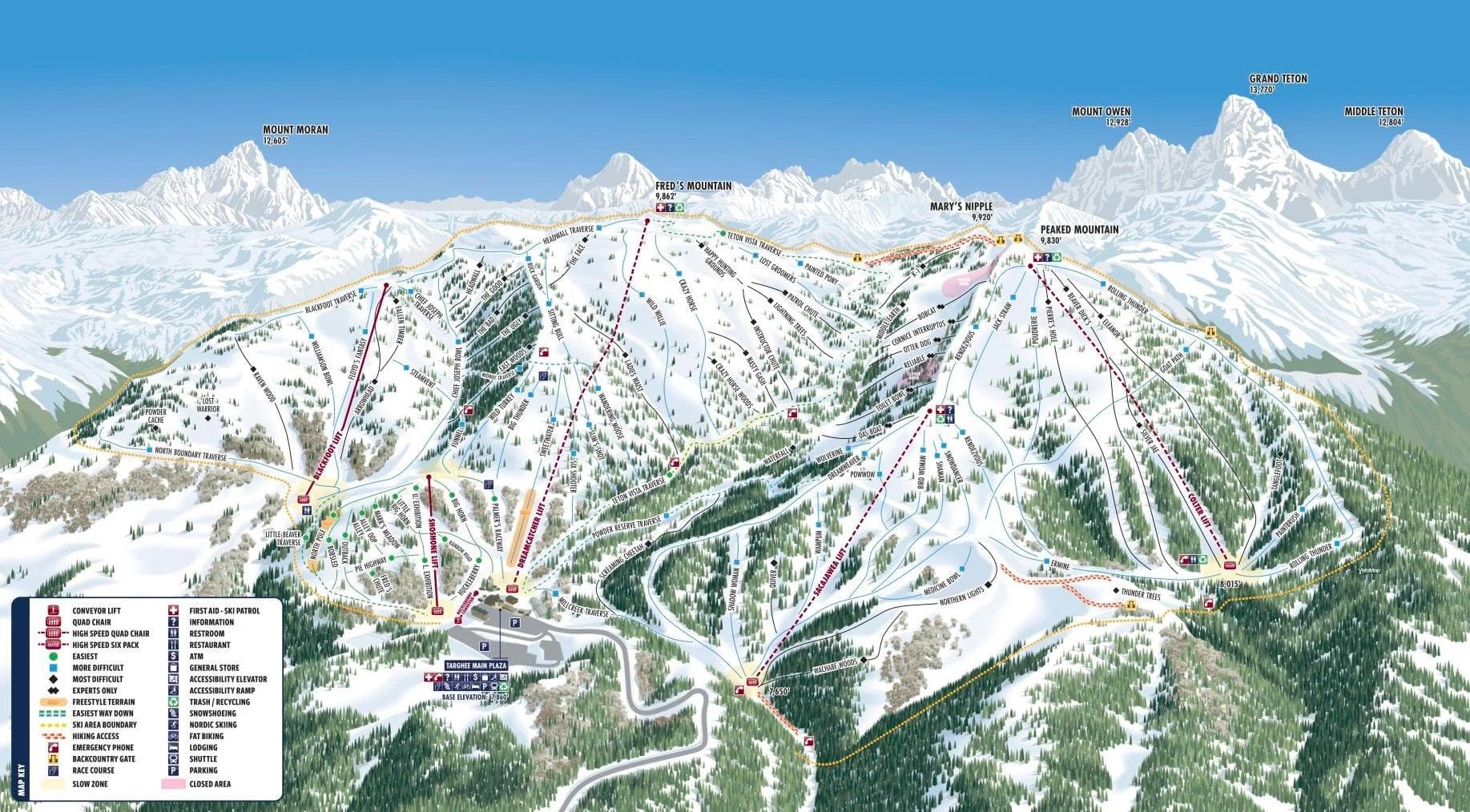 Grand Targhee complete trail map showing all ski runs and lifts
