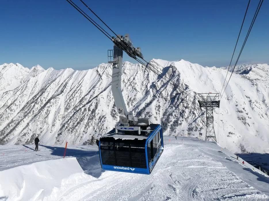 The world famous aerial tram at Snowbird in Utah