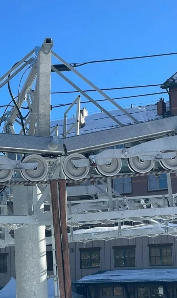 Winter Park gondola with crack.
