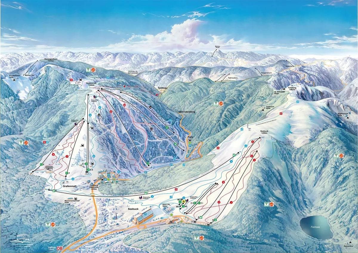 Feldberg  complete trail map showing all ski runs and lifts