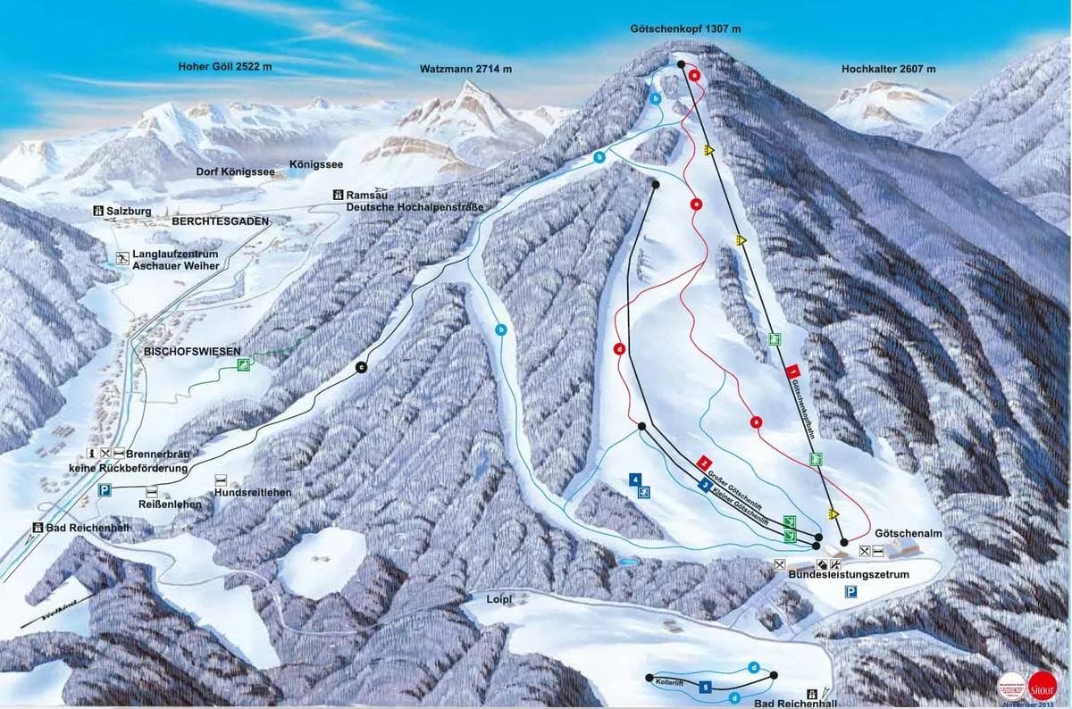 Götschen complete trail map showing all ski runs and lifts
