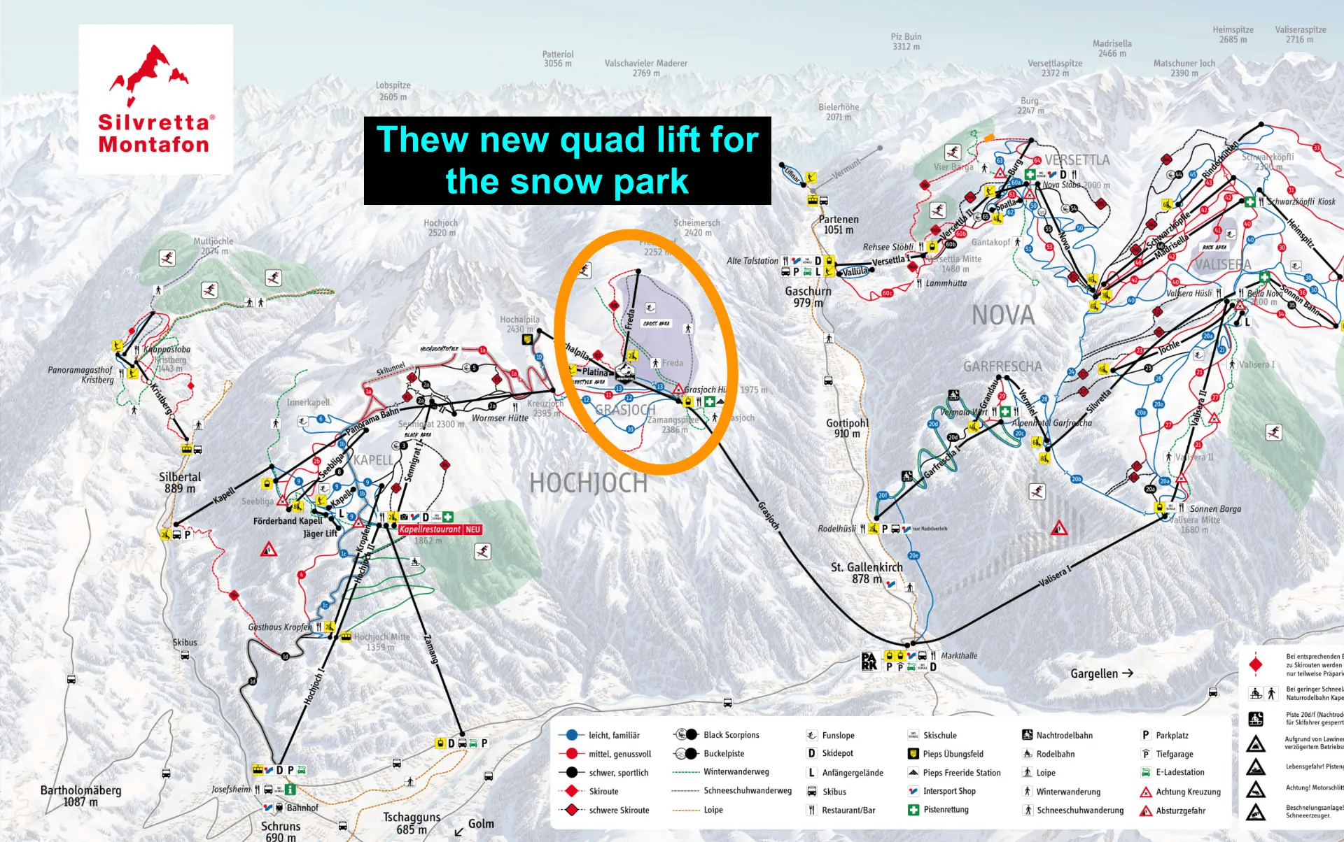 Location of the upgraded lift at Silvretta Montafon