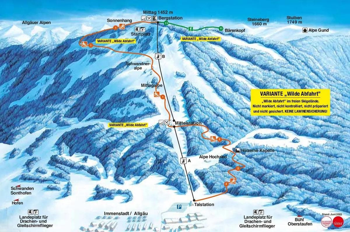 Immenstadt complete trail map showing all ski runs and lifts