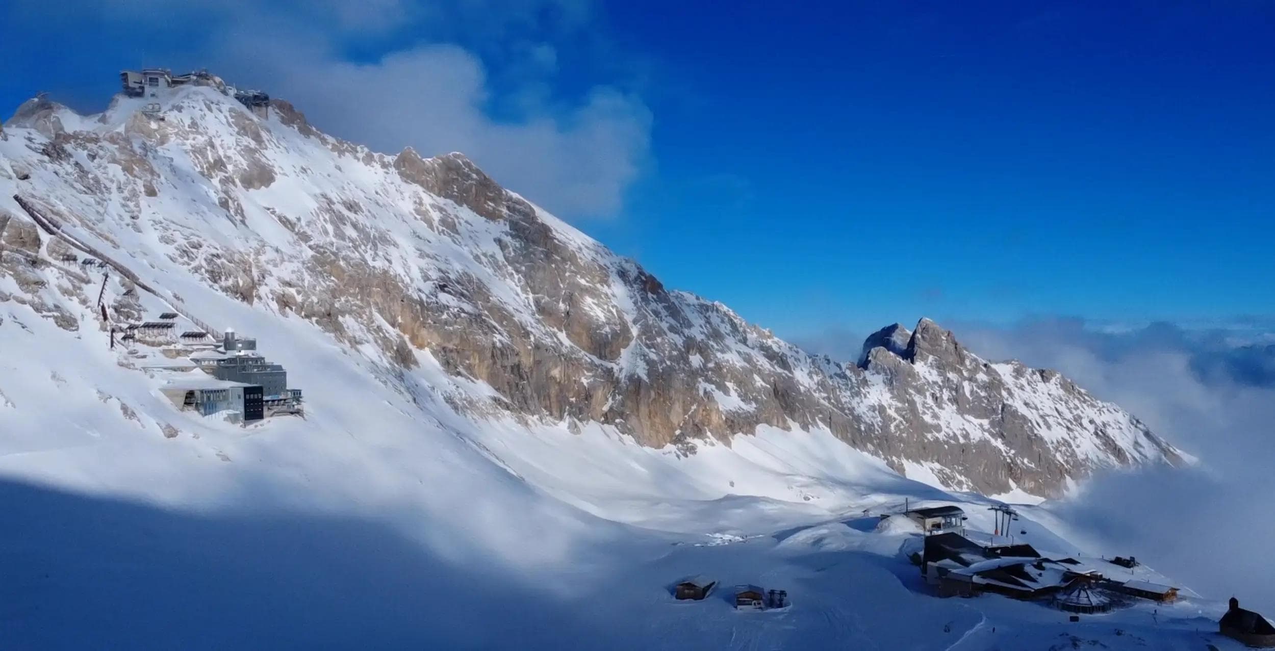 An aerial view of the mountains at Zugspitze