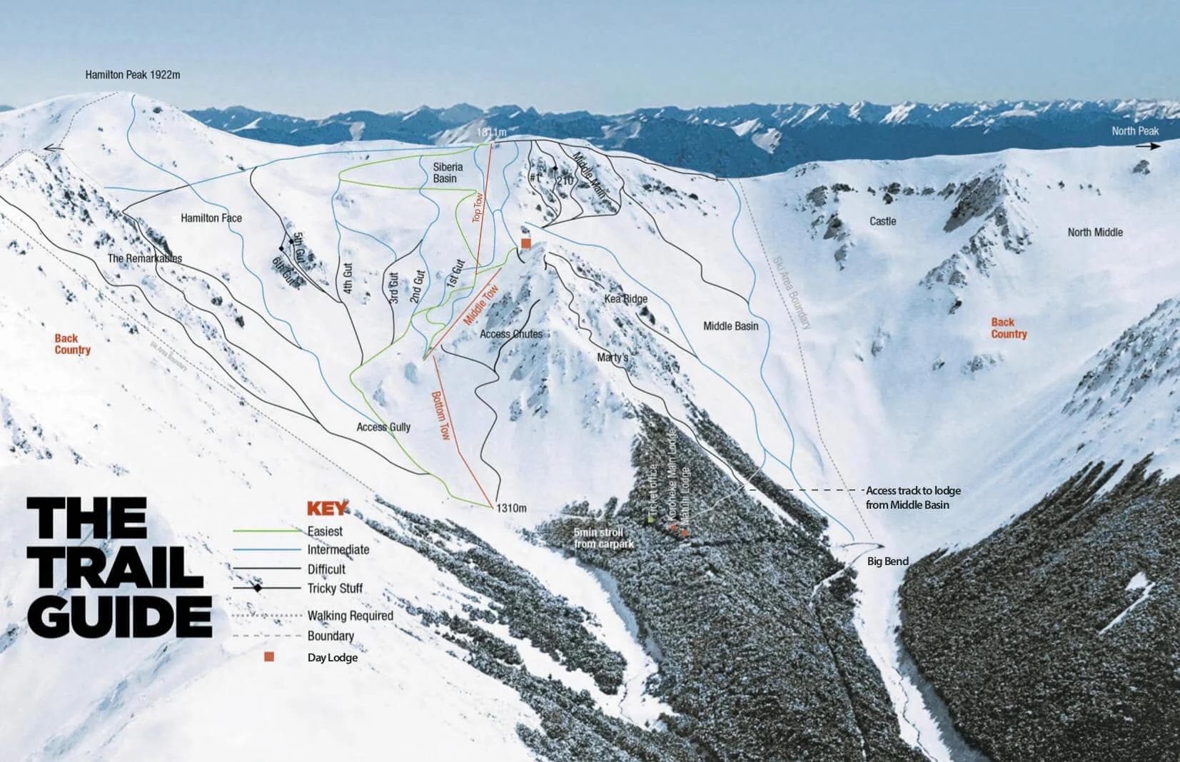 Craigieburn complete trail map showing all ski runs and lifts