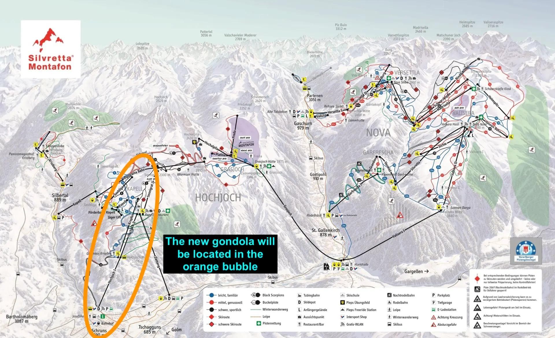 The location of the new gondola at Silvretta Montafon in Austria