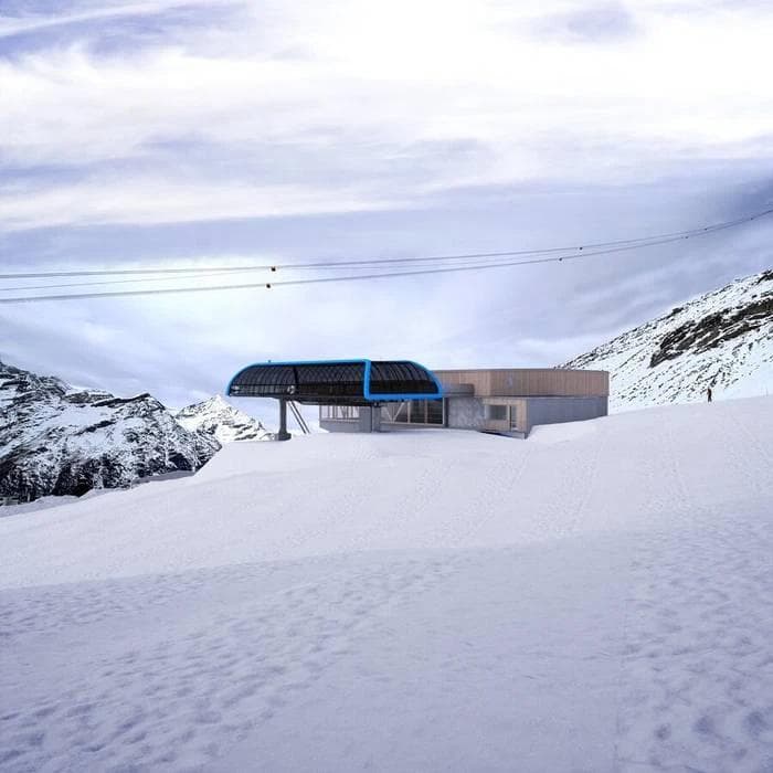 A rendering of the upgraded Patrullarve lift summit station at Zermatt.