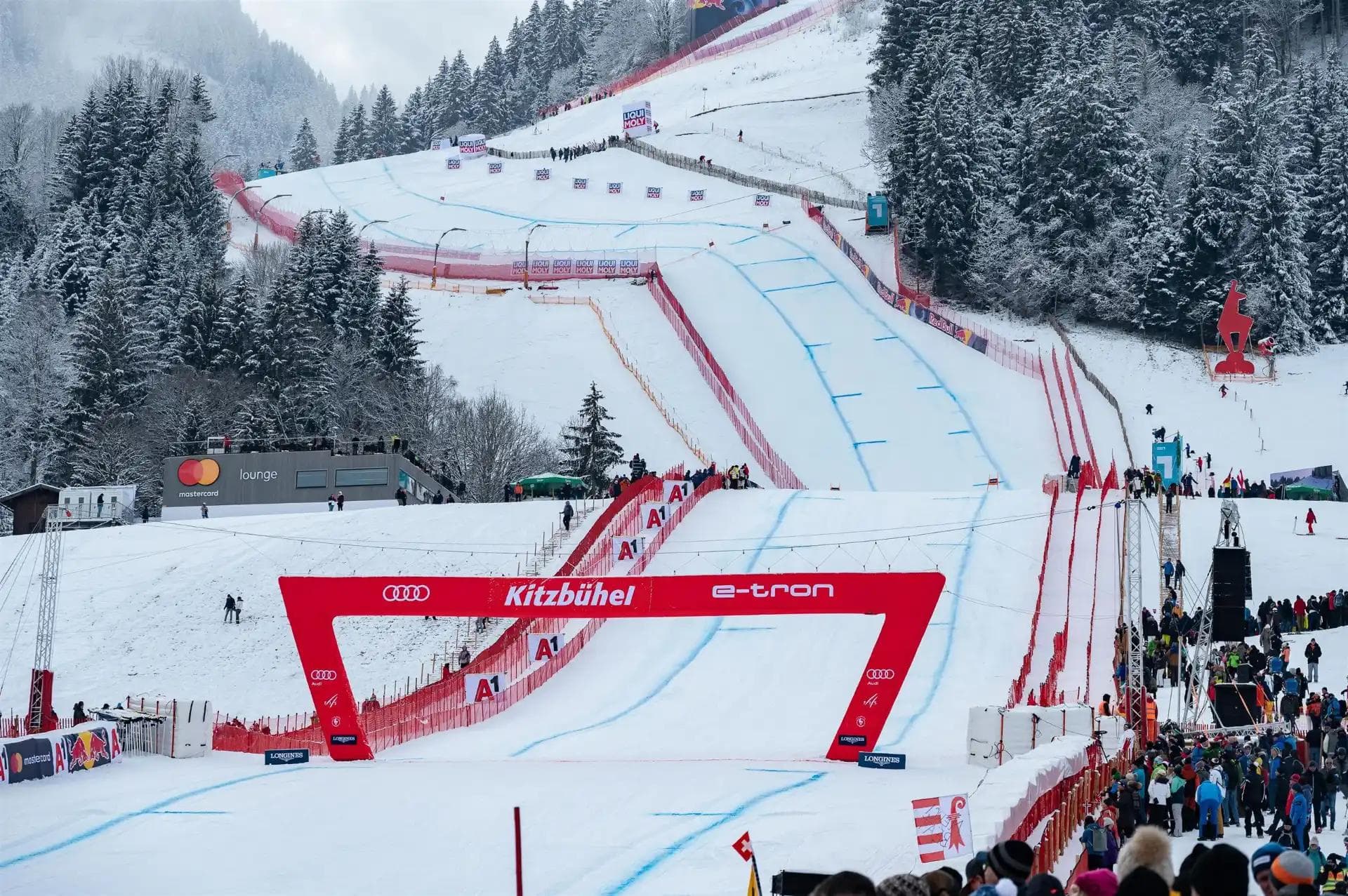 The world famous downhill at Kitzbühel, Austria