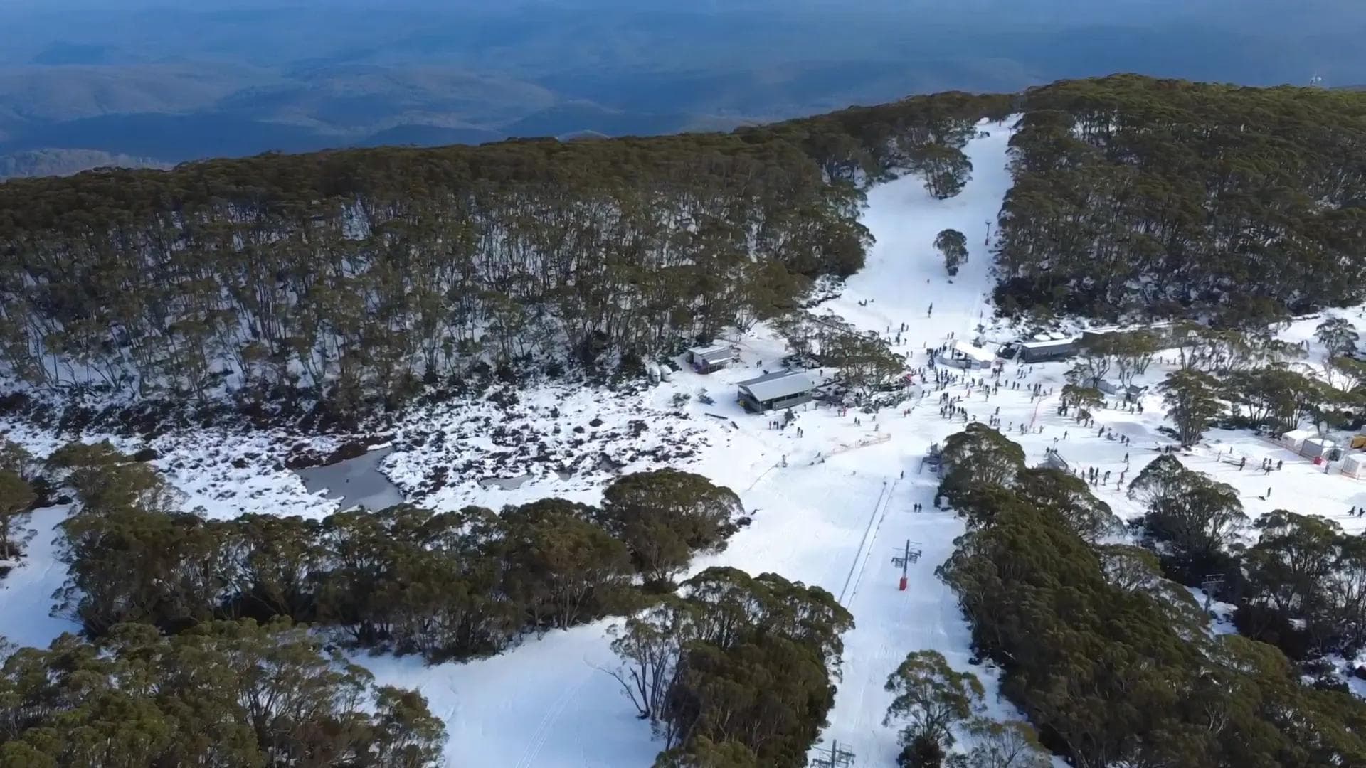Aerial shot of the base area of Mt Baw Baw
