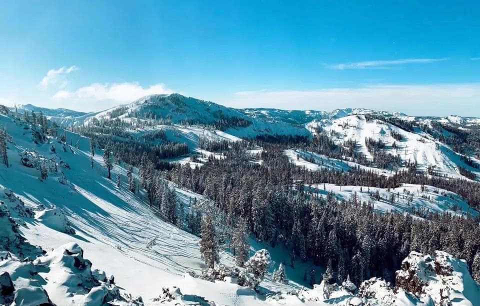Views of surrounding peaks from Sugar Bowl ski resort.