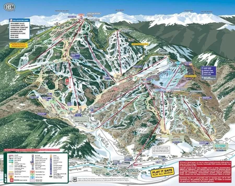 Beaver Creek complete trail map showing all ski runs and lifts