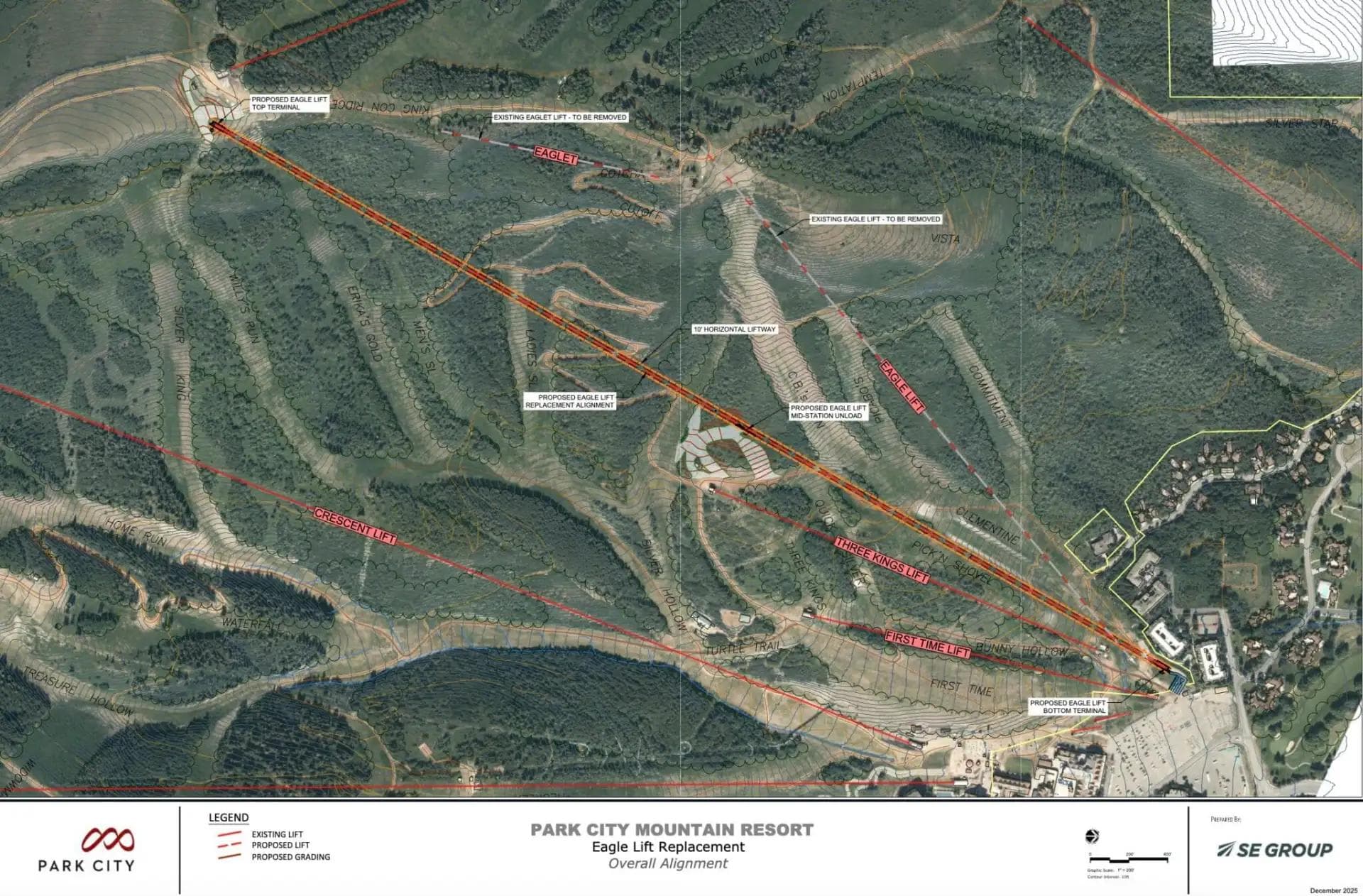 The updated map showing the Eaglet lift which shoots from the base to the summit.