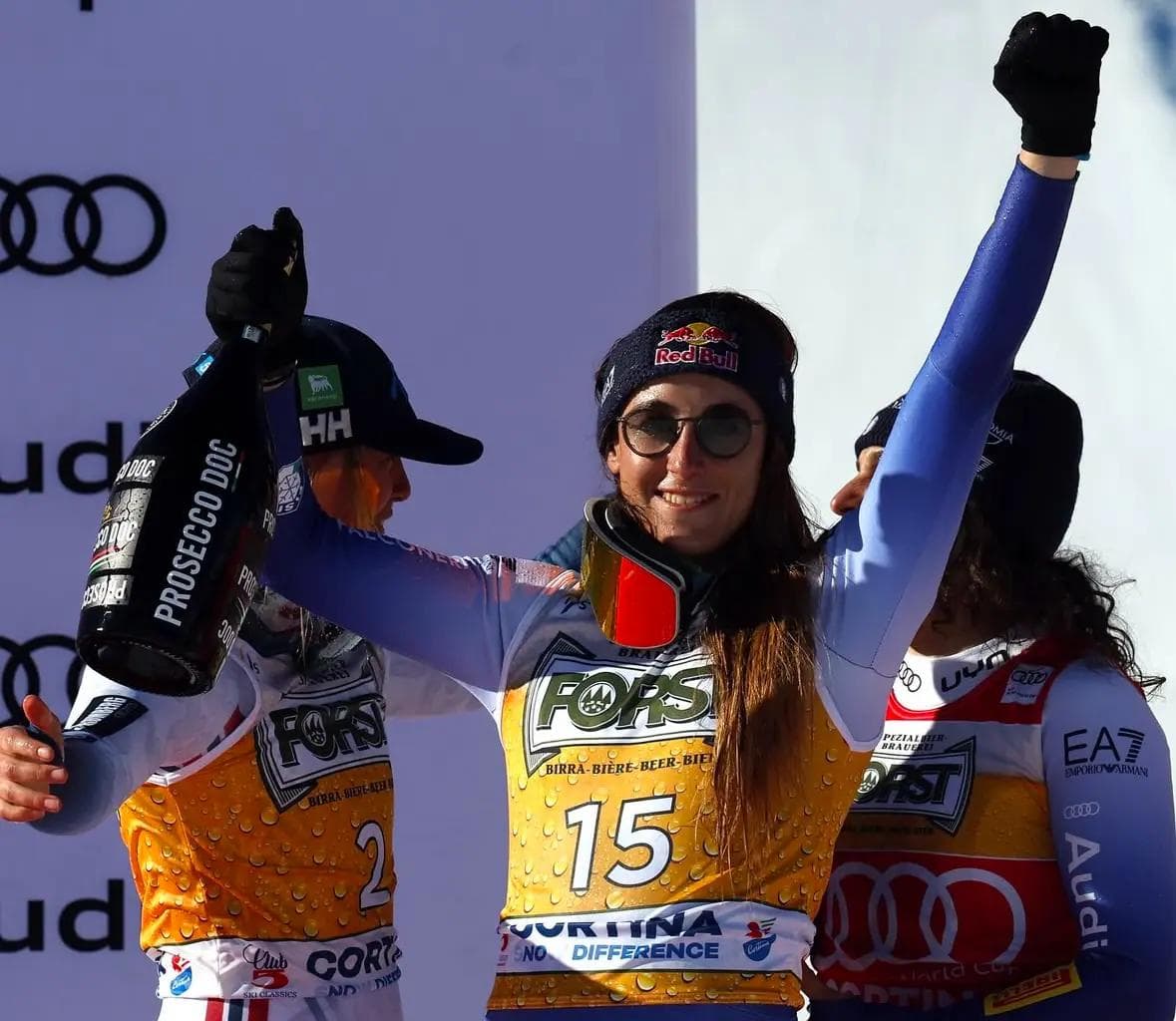 The victor, Sofia Goggia, could not wipe the smile off her face after winning.
