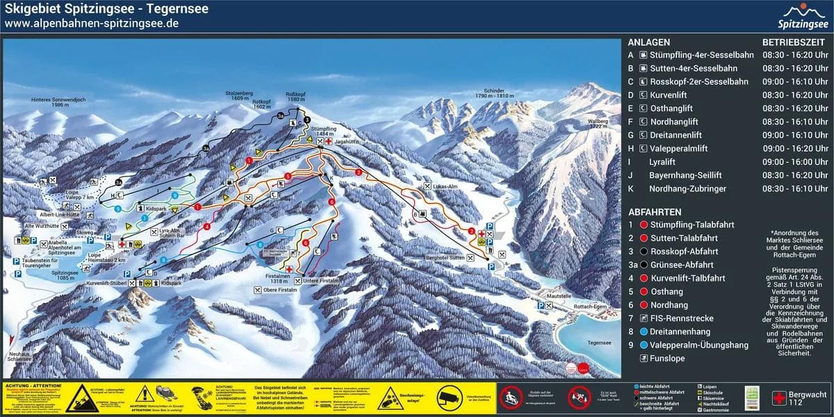 Spitzingsee-Tegernsee complete trail map showing all ski runs and lifts