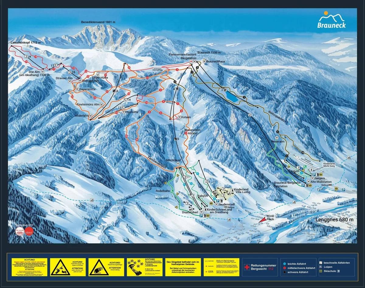 Brauneck complete trail map showing all ski runs and lifts