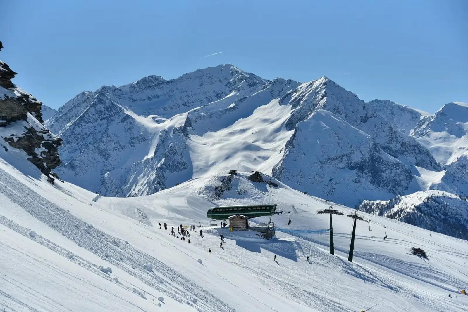 One of the main chairlifts at the Via Lattea connected ski resort.