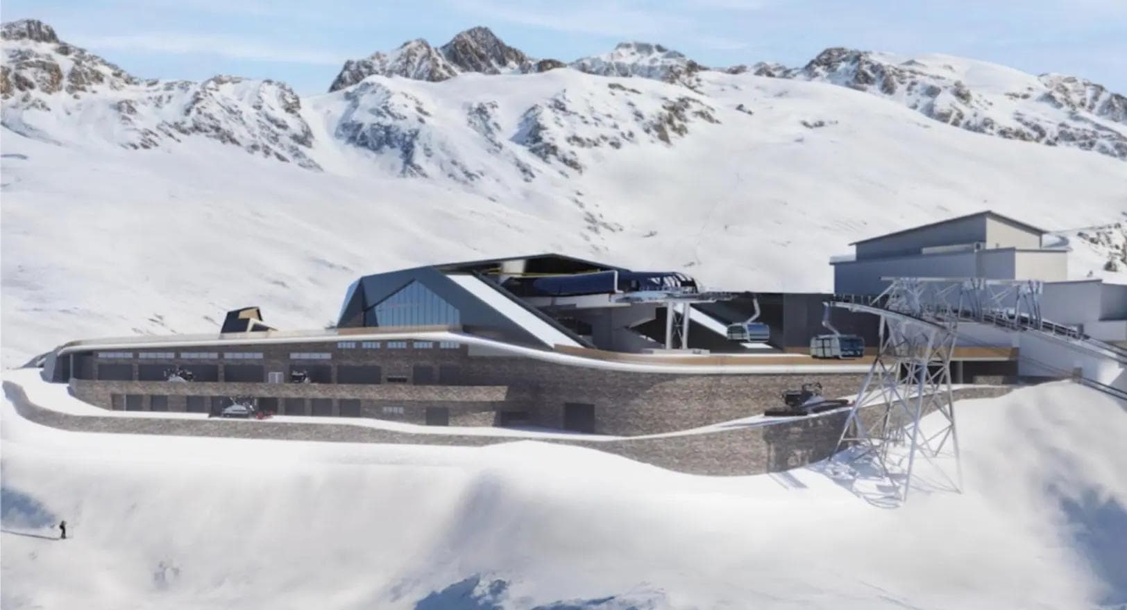 Rendering of the new mid-station at Plan Maison at Cervino