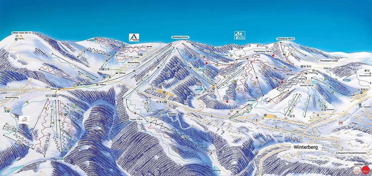Skiliftkarussell Winterberg complete trail map showing all ski runs and lifts