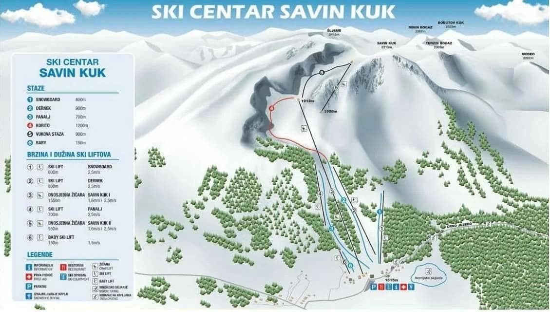 Ski Centar Savin Kuk trail map
