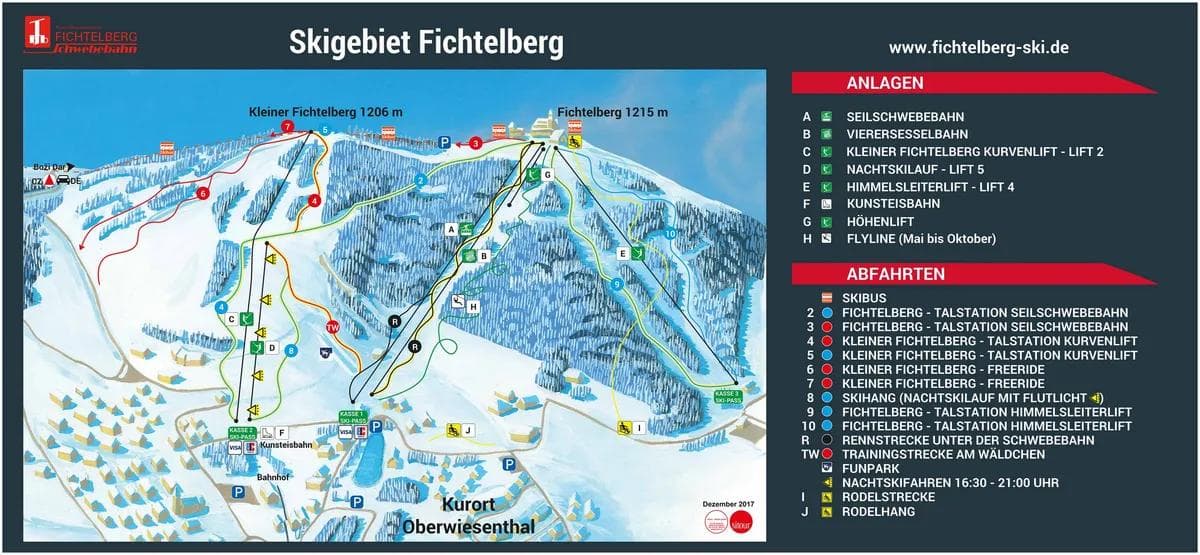 Fichtelberg complete trail map showing all ski runs and lifts