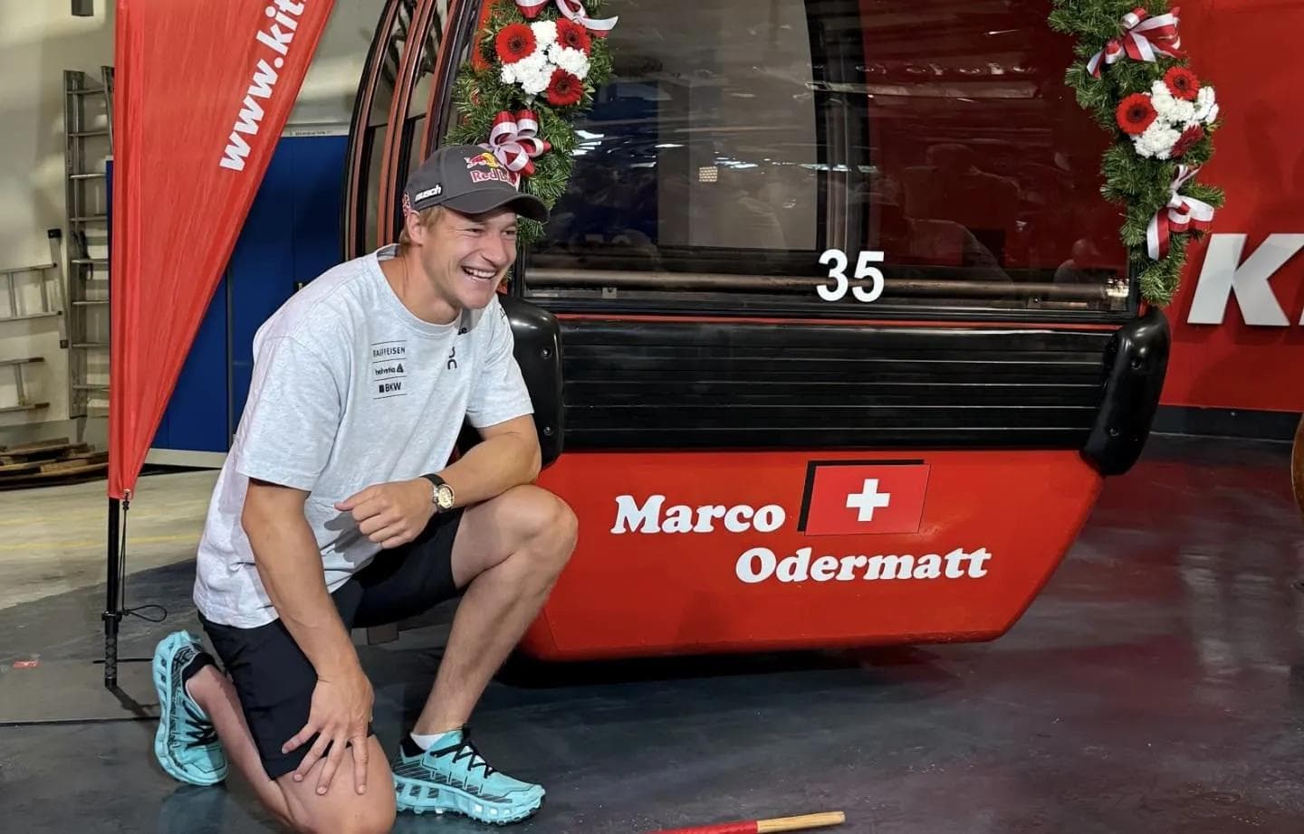 Marco Odermatt Honored With His Own Gondola in Kitzbühel