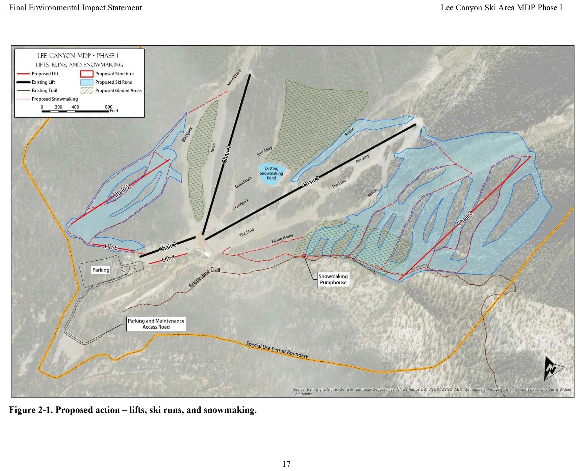 The expansion map showing the new terrain and chairlift at Lee Canyon.