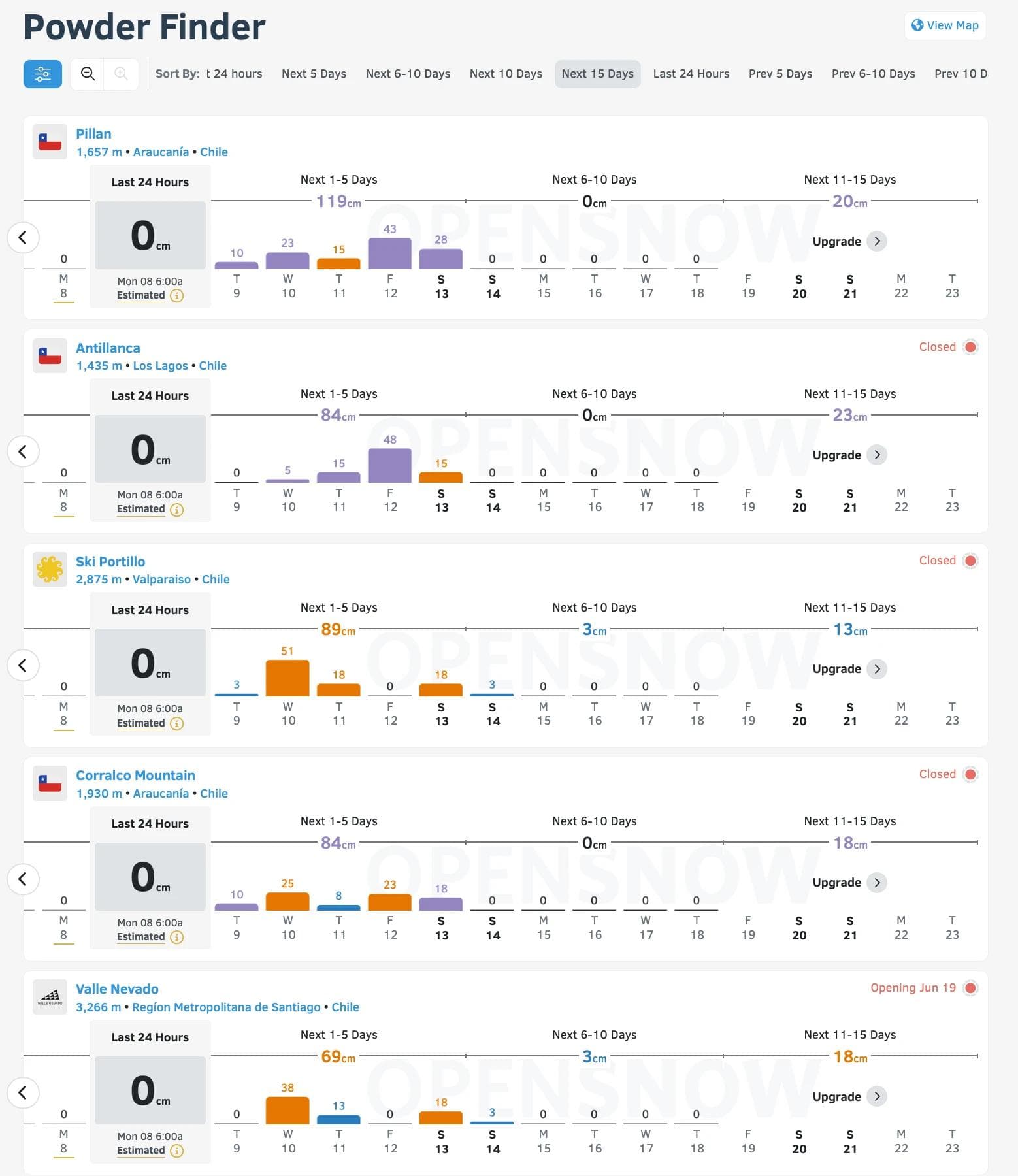 The top 5 resorts for South America in the coming days.