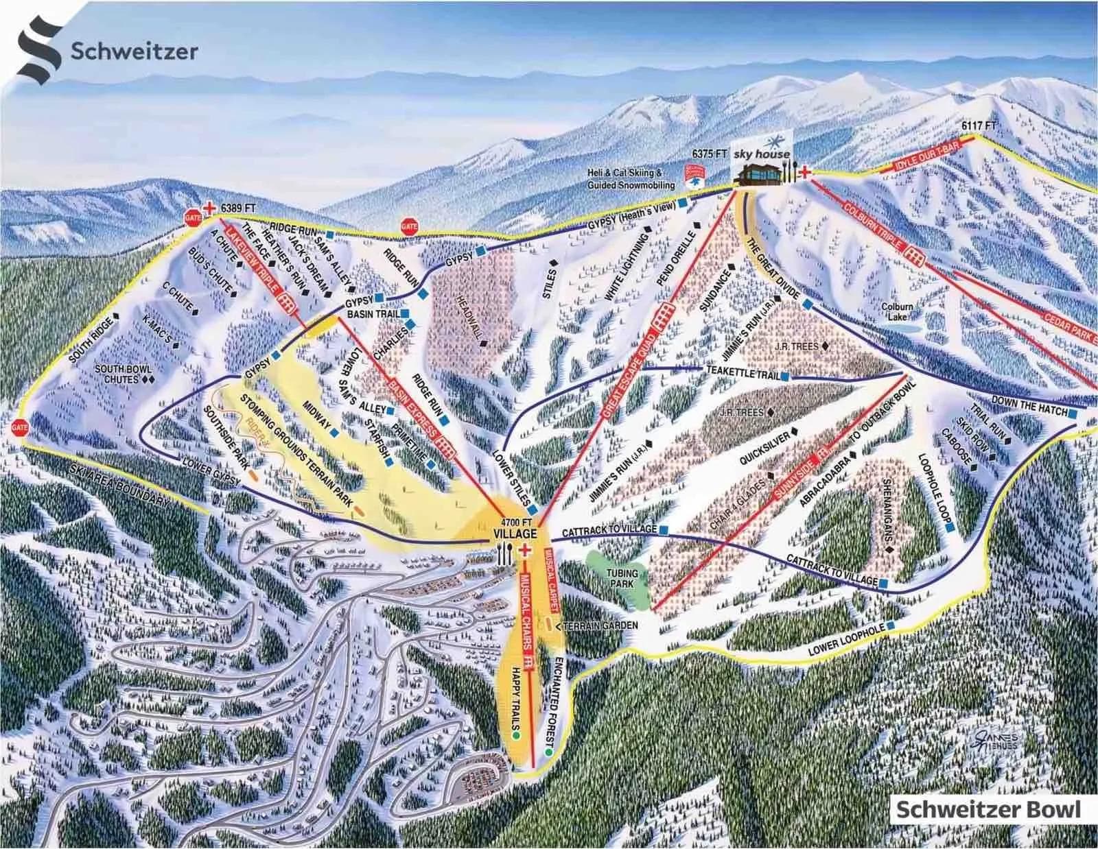 Schweitzer Mountain Resort Trail Map