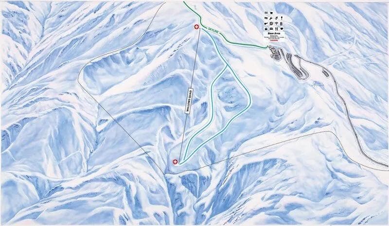 The new Willows trail map - you can see where it is accessed from Skyline. Jim Niehues supplied painting - Cardrona