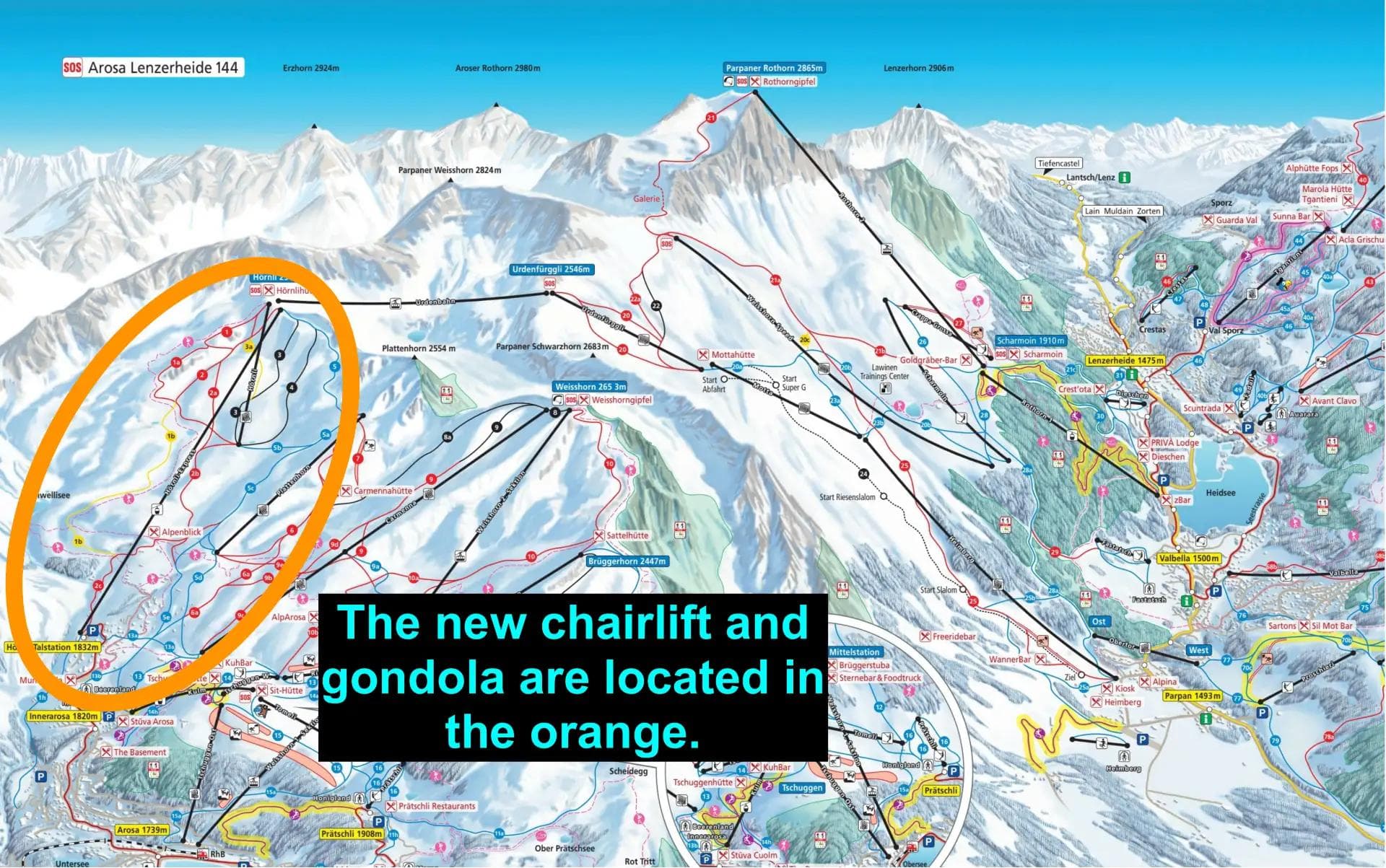 Where the new lifts can be found on the Arosa Lenzerheide trail map.