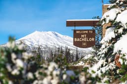 Mt Bachelor sign and mountain