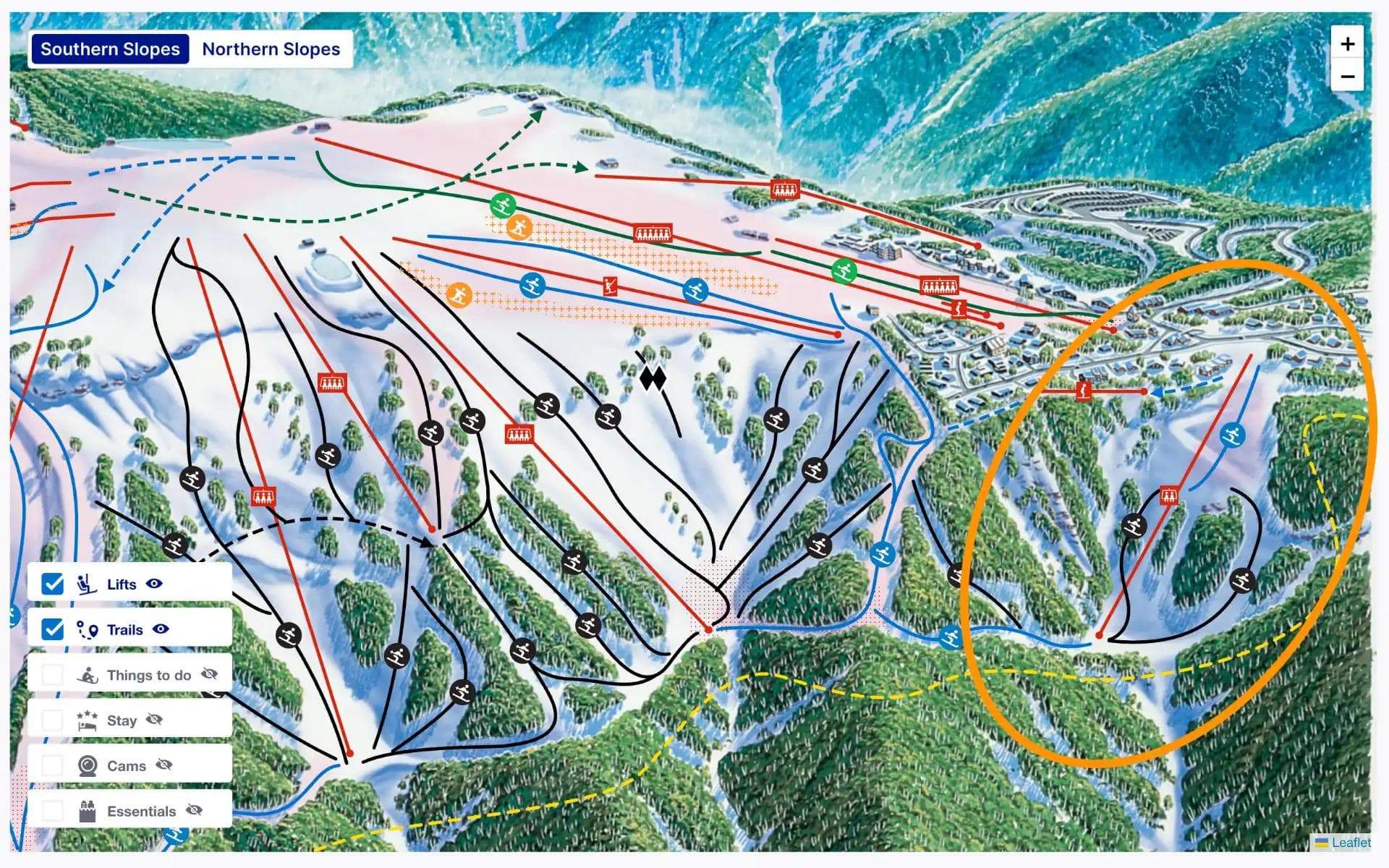 The location of the newly named moguls course.