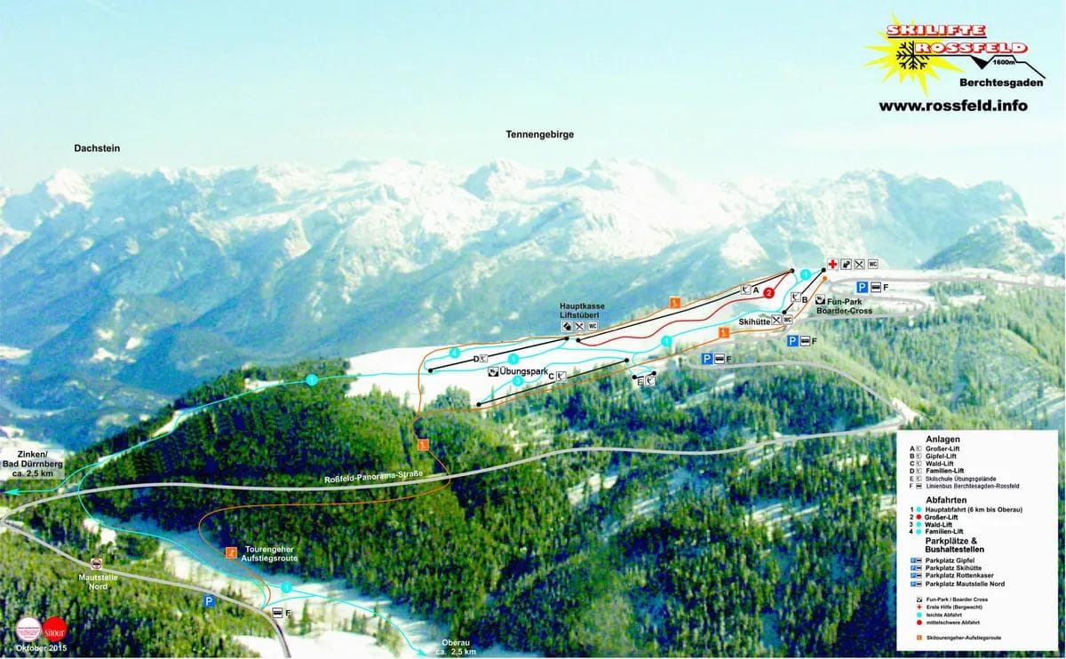 Rossfeld complete trail map showing all ski runs and lifts